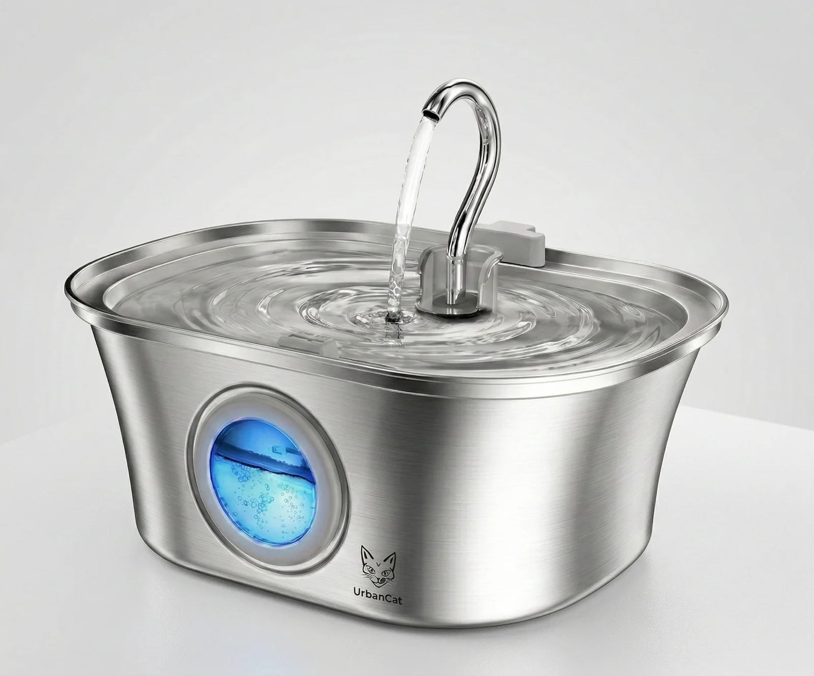 Product hero fântână — fundal curat Google Shopping